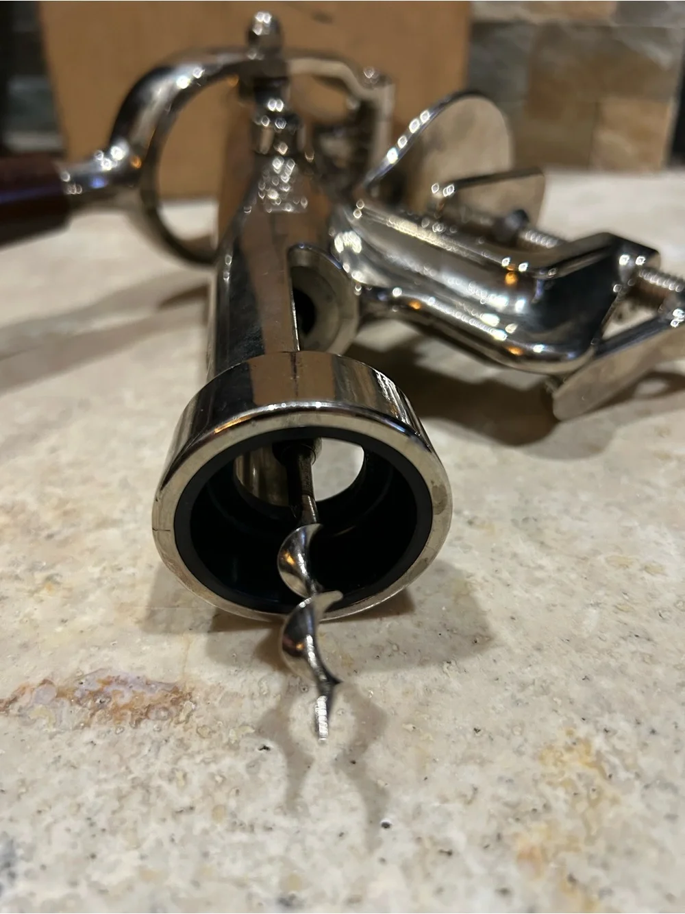 Vintage RAPID Swiss Tabletop Corkscrew Wine Opener with Wooden Handle